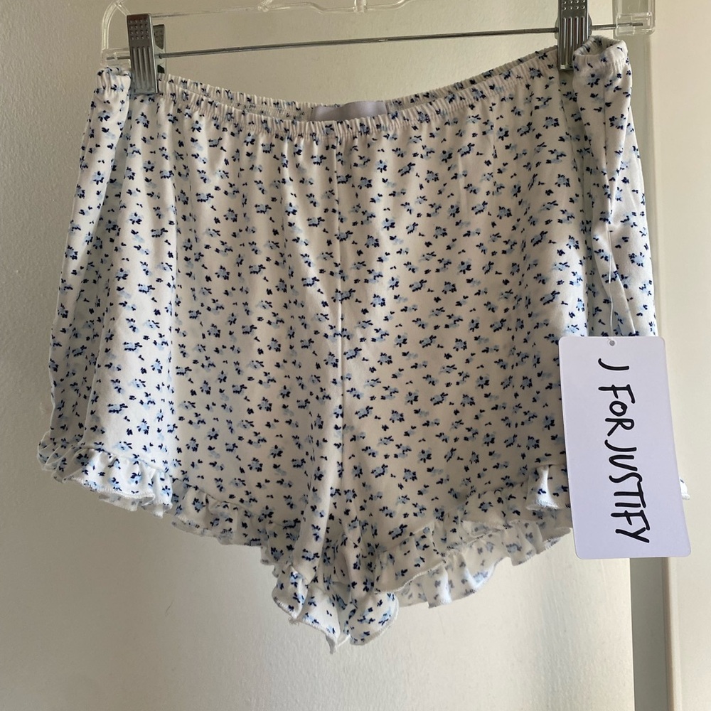 J for Justify White and Blue Floral Women's Shorts
